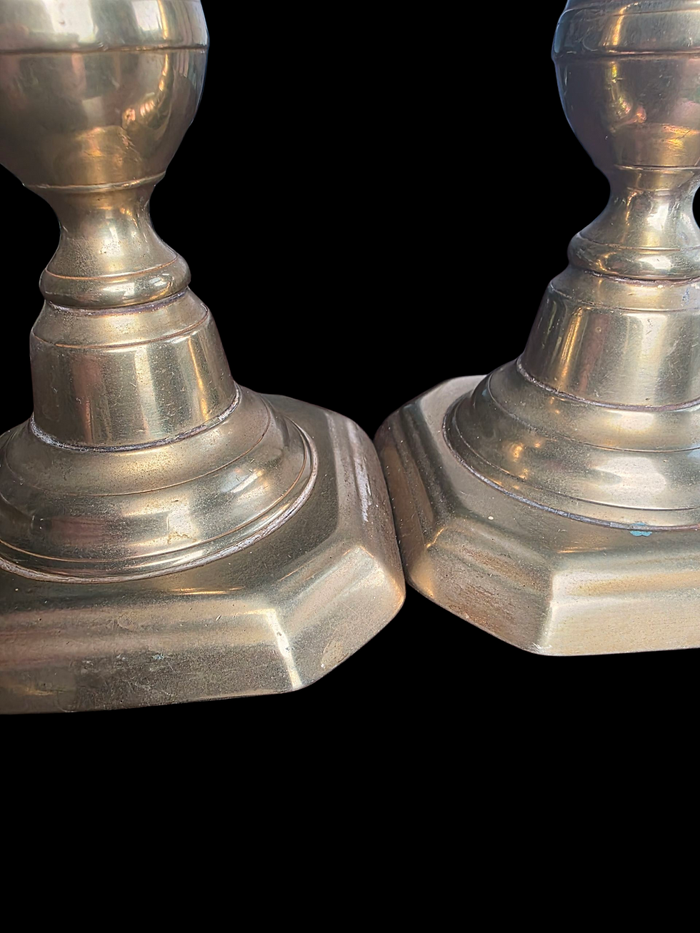 Thumbnail: Vintage Brass Candlestick Pair W. Stepped Base Traditional Turned Candle Holders