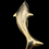 Thumbnail: Vintage Brass Dolphin Brooch – Rhinestone Eye Marine Animal Pin