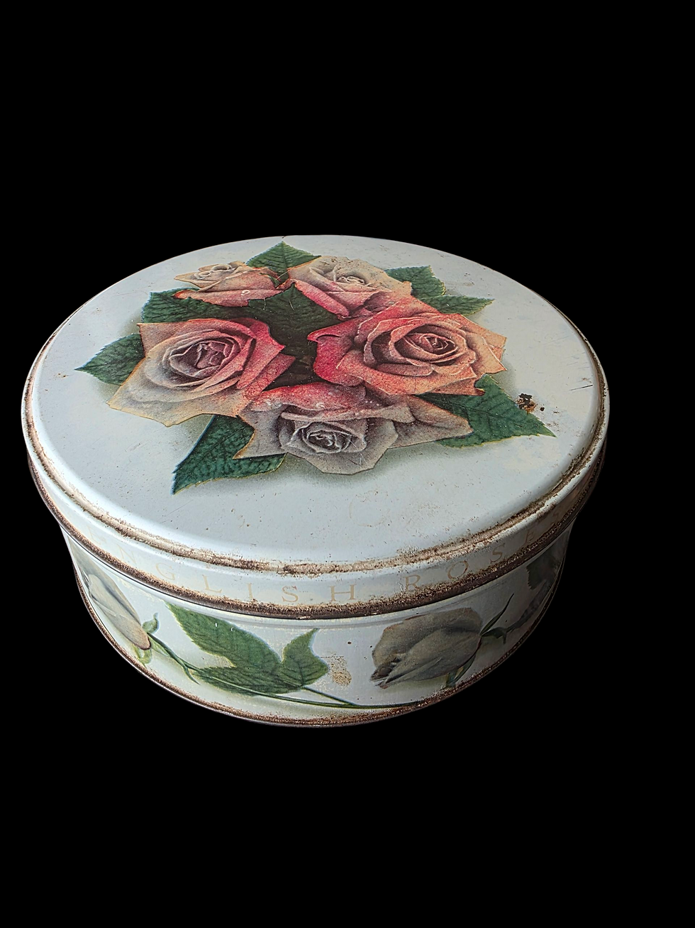 Vintage Carr’s English Roses Biscuit Tin Round Floral Storage Box