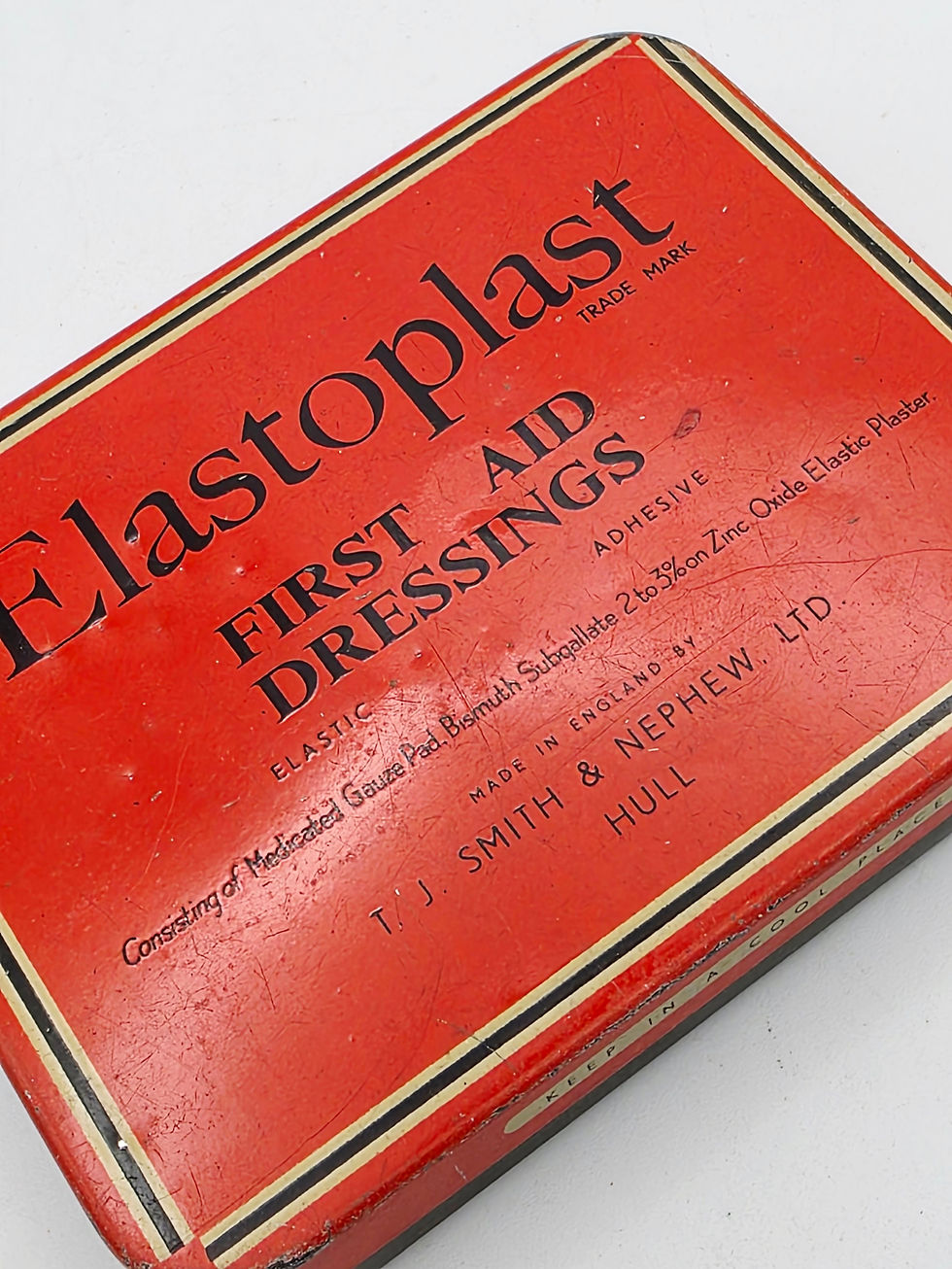 Thumbnail: Vintage Elastoplast First Aid Dressings Tin Metal Pocket Pill Box Collectable