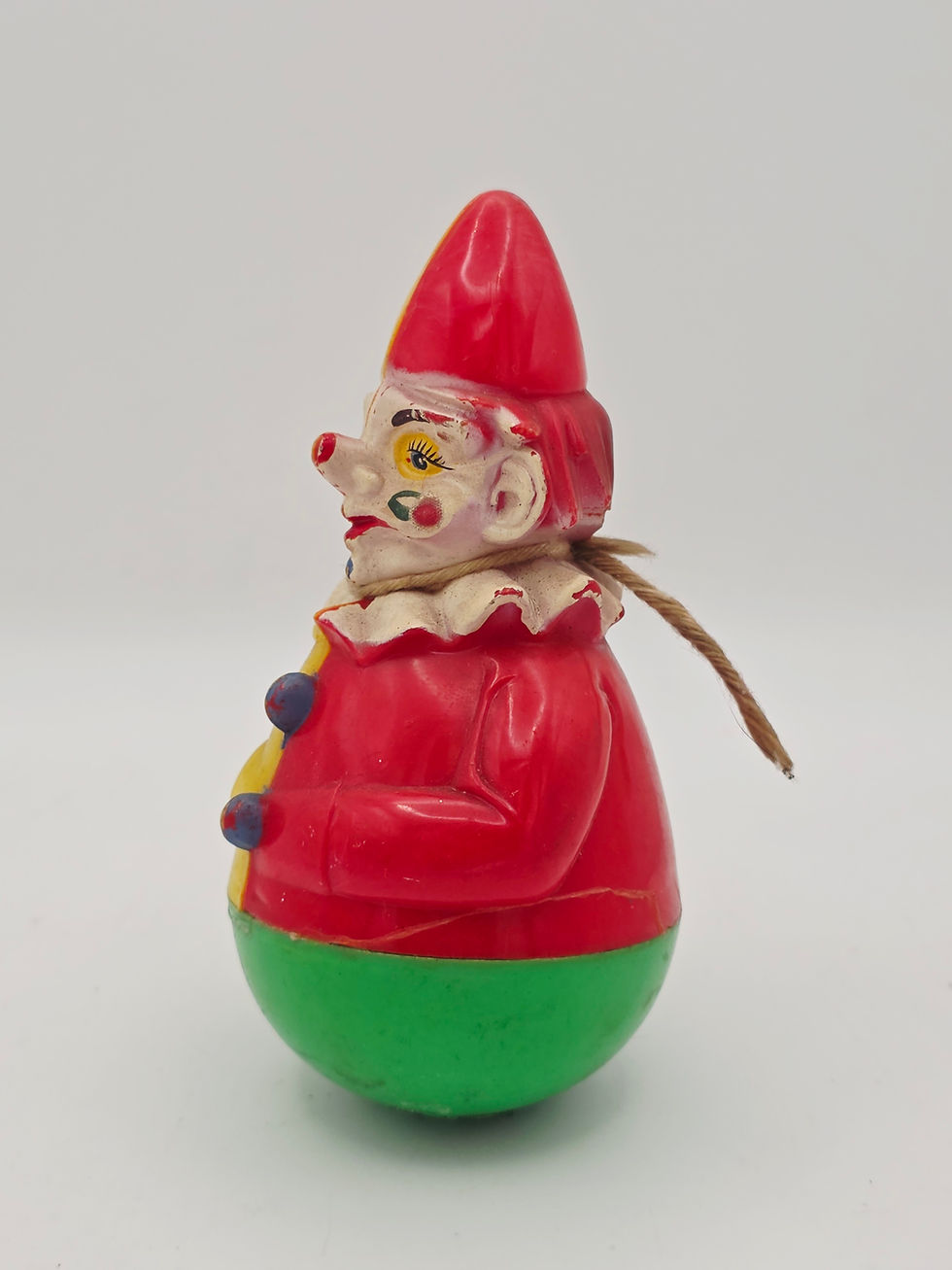 Thumbnail: Antique Celluloid Roly Poly Clown Toy 1930s Weighted Wobble Circus Nursery Decor