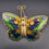 Thumbnail: Vintage Butterfly Brooch Gold Tone with Multicolour Glitter Inlay