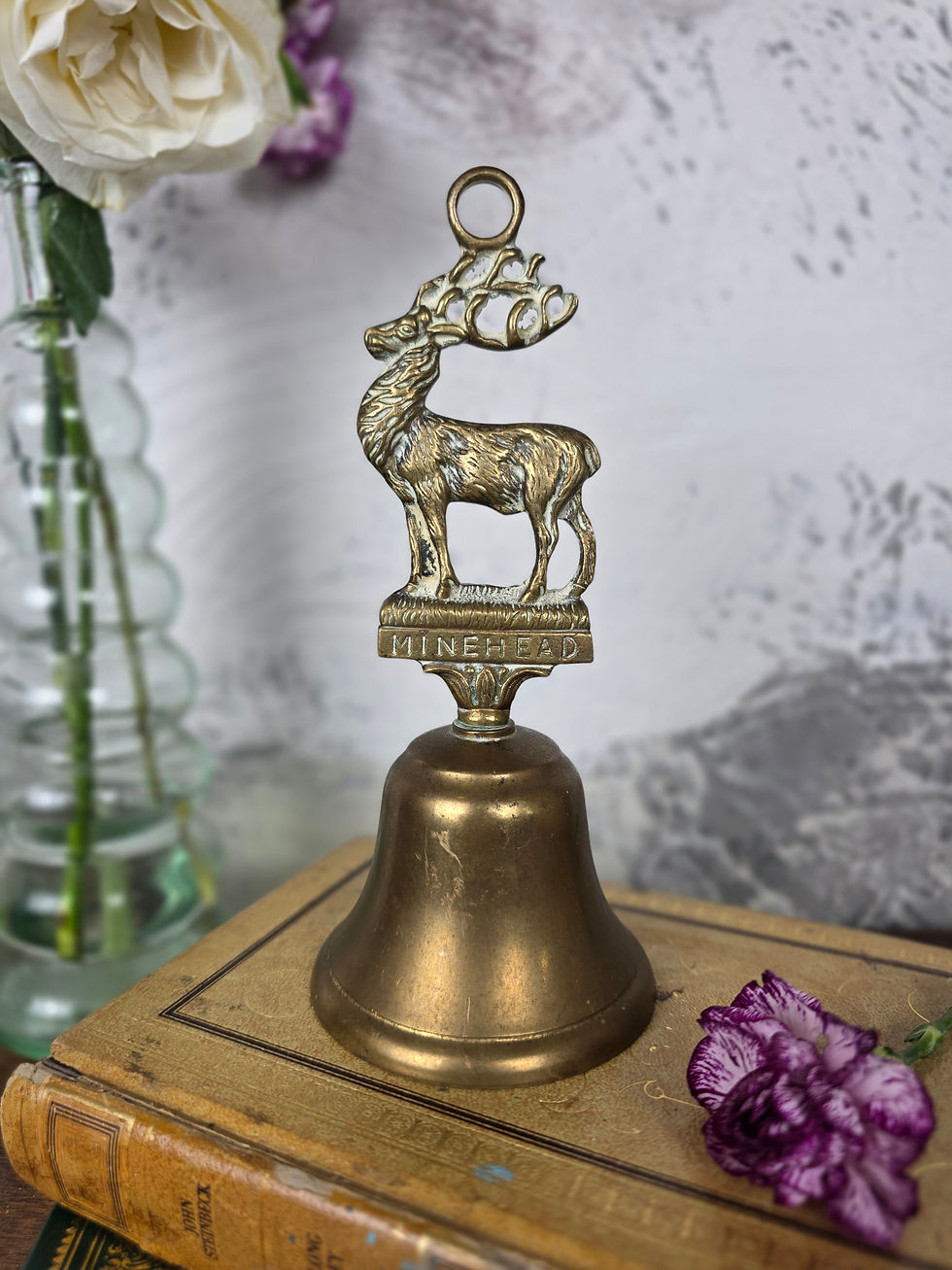 Vintage Brass Souvenir Hand Bell – Stag Minehead Made in England