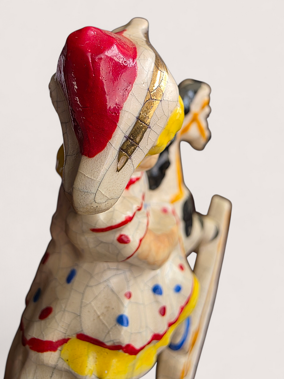 Thumbnail: Antique Edwardian Hand-Painted Girl on Rocking Horse