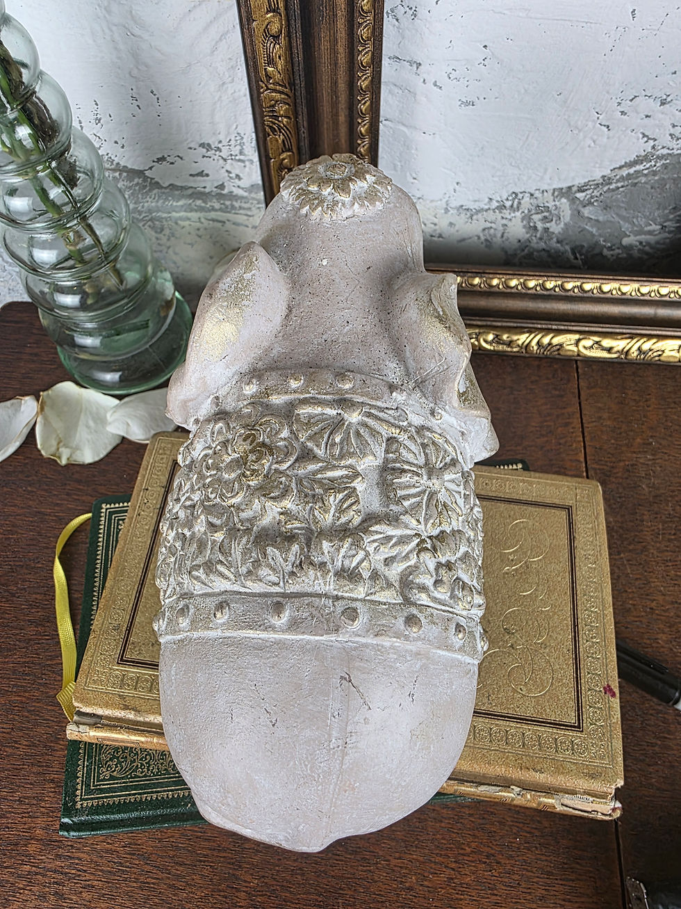 Thumbnail: Decorative Elephant Figurine with Gold Detail Resin Composite Ornament