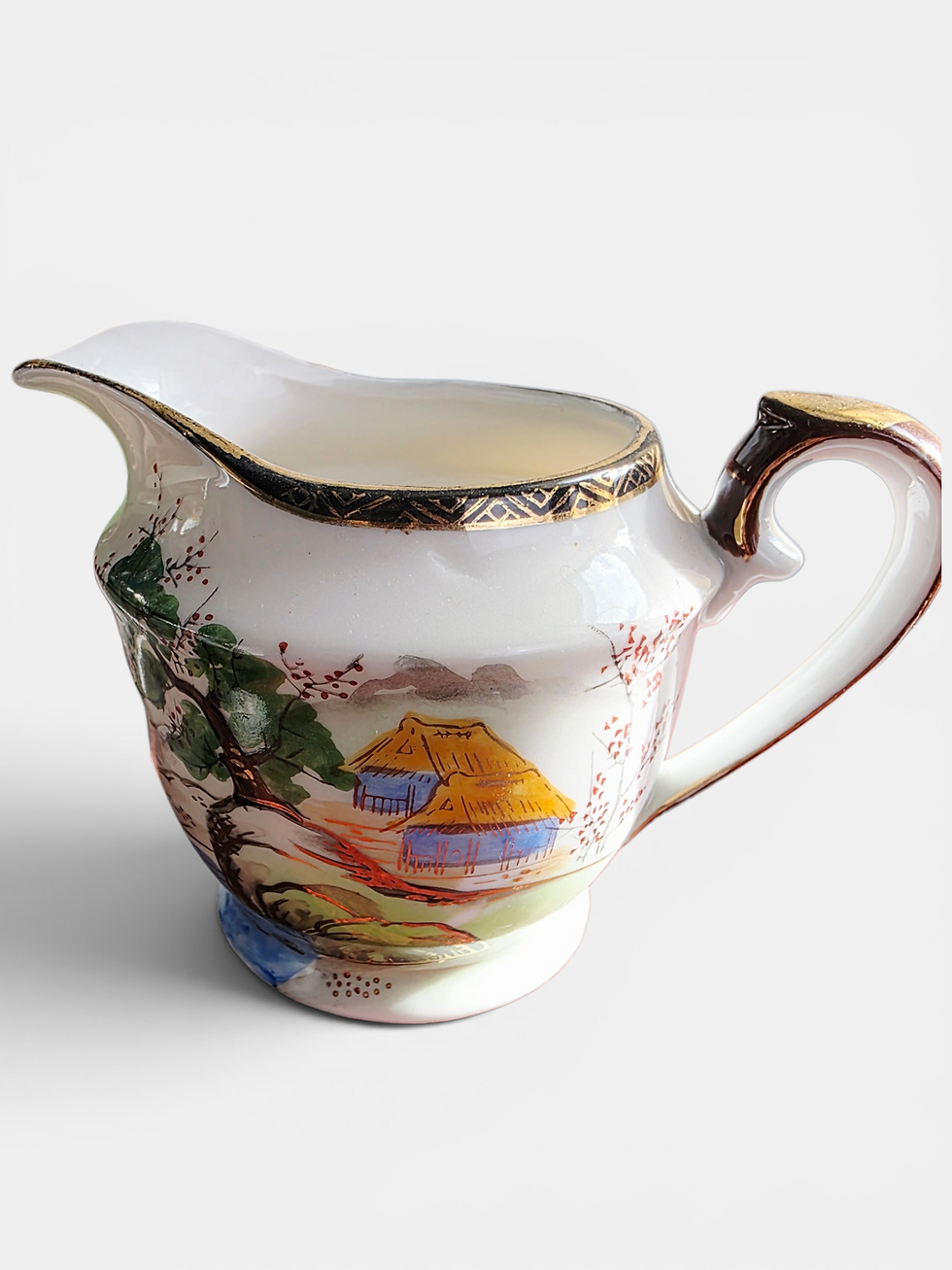 Thumbnail: Japanese Art China Coffee Set Hand Painted Mt Fuji Landscape Vintage