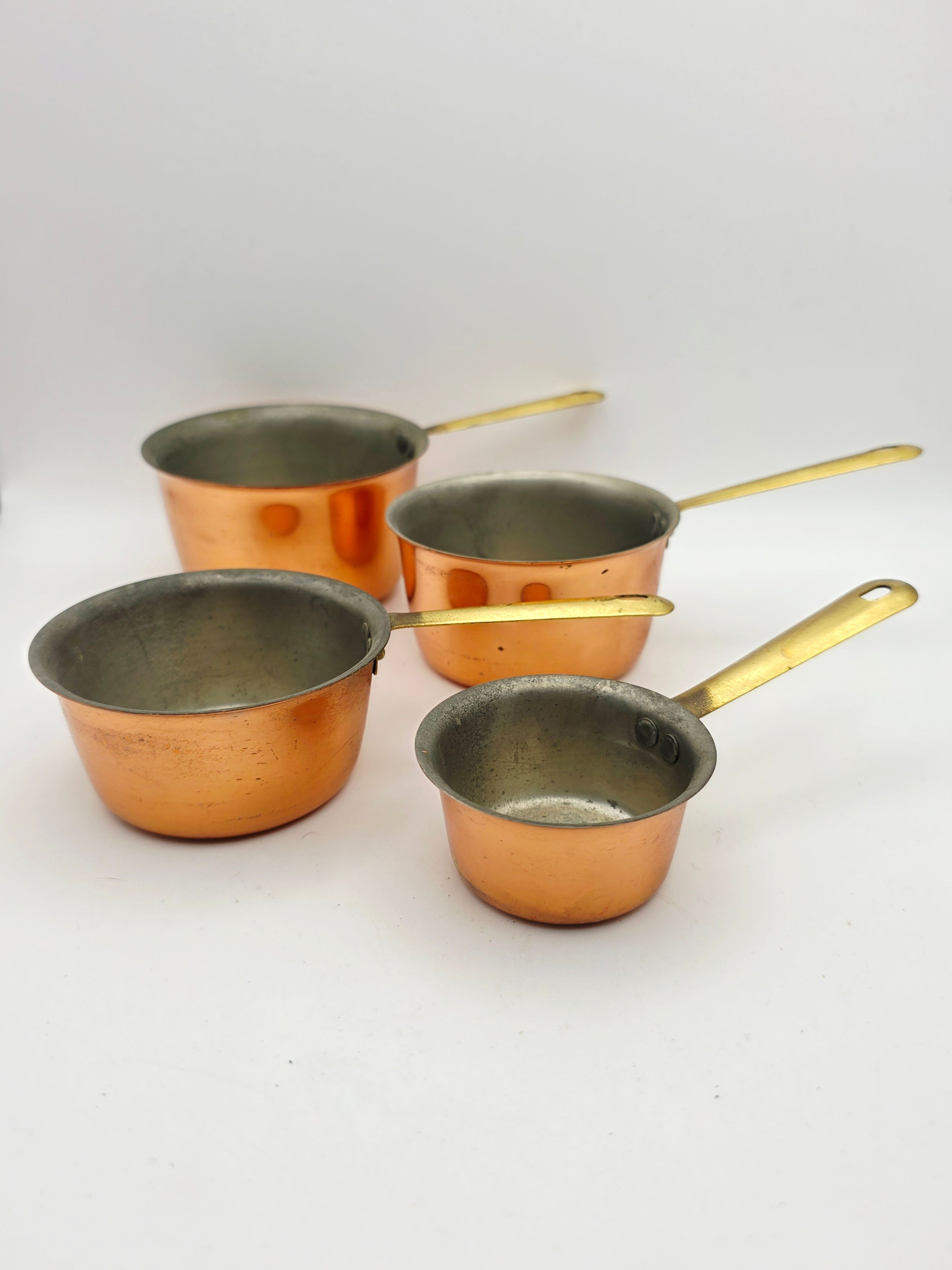 Vintage Tagus Portugal Copper Measuring Cups Set, 2oz 4oz 6oz 8oz Nesting Pots