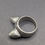 Thumbnail: Quirky Silver Cat Ears Ring – Textured Novelty Design, Size M
