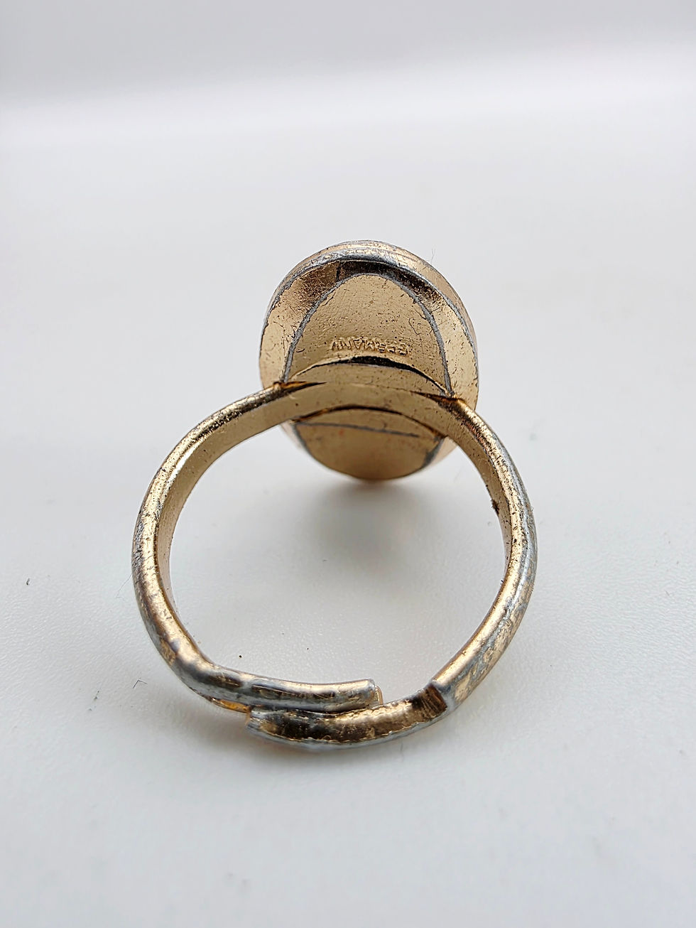 Thumbnail: Vintage 1950s West Germany Red Tigers Eye Ring Adjustable Size K 1/2