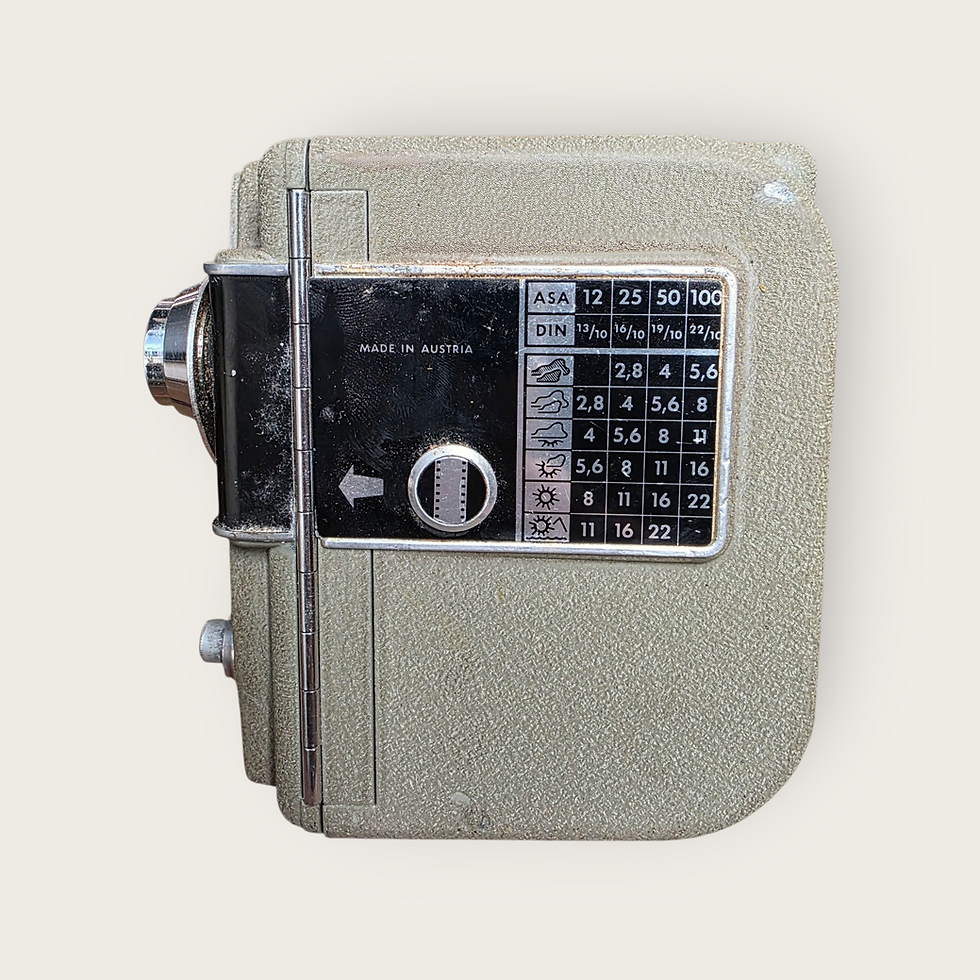 Thumbnail: Eumig Electric 8mm Cine Camera c1950s – With Leather Case & Film Canister