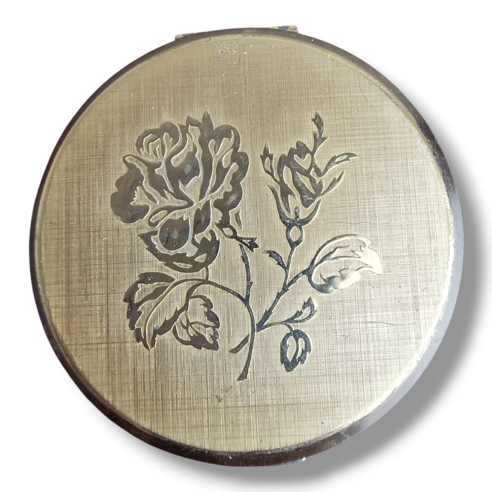 Vintage Stratton England Brass Powder Compact & Mirror Circa 1970s