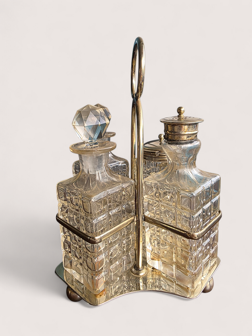 Thumbnail: Antique W J Myatt & Co EPNS Cruet Set Edwardian Birmingham Silver Plate Stand