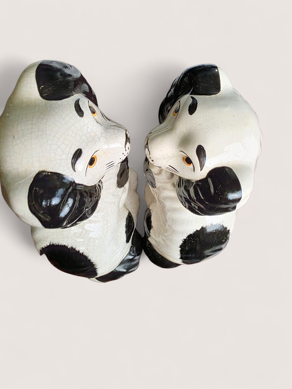 Thumbnail: Pair of Antique Victorian Staffordshire Spaniel Wally Dogs - c.1860 Hand-Painted