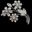 Thumbnail: Vintage Rhinestone Floral Spray Brooch Silver Tone Costume Jewellery 6cm