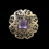 Thumbnail: Vintage filigree floral brooch with lilac glass stone 4.5cm costume jewellery