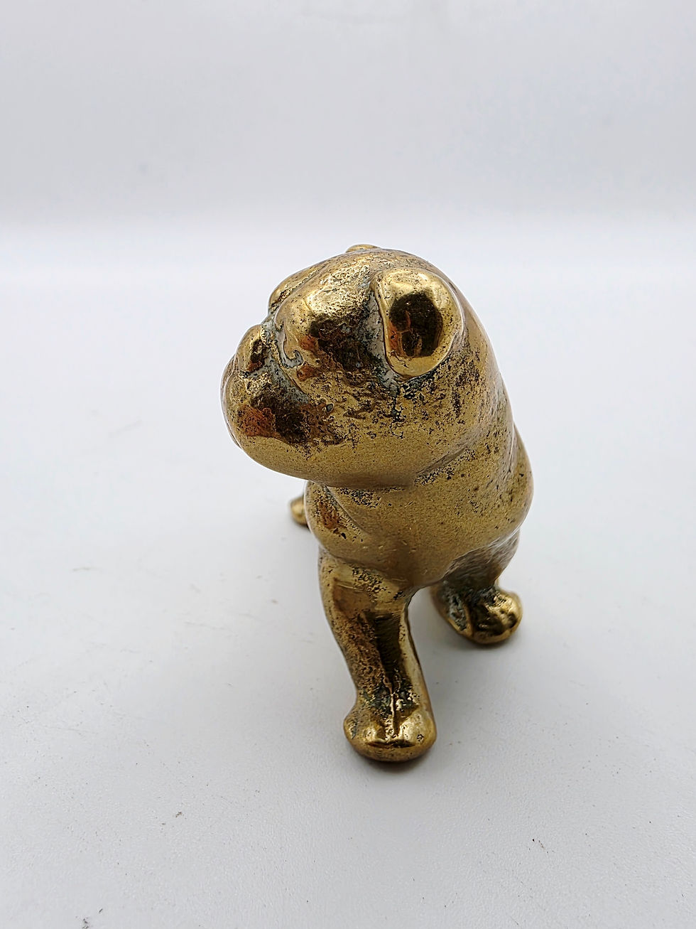 Thumbnail: Vintage Solid Brass Bulldog Figurine British Dog Statue Desk Paperweight