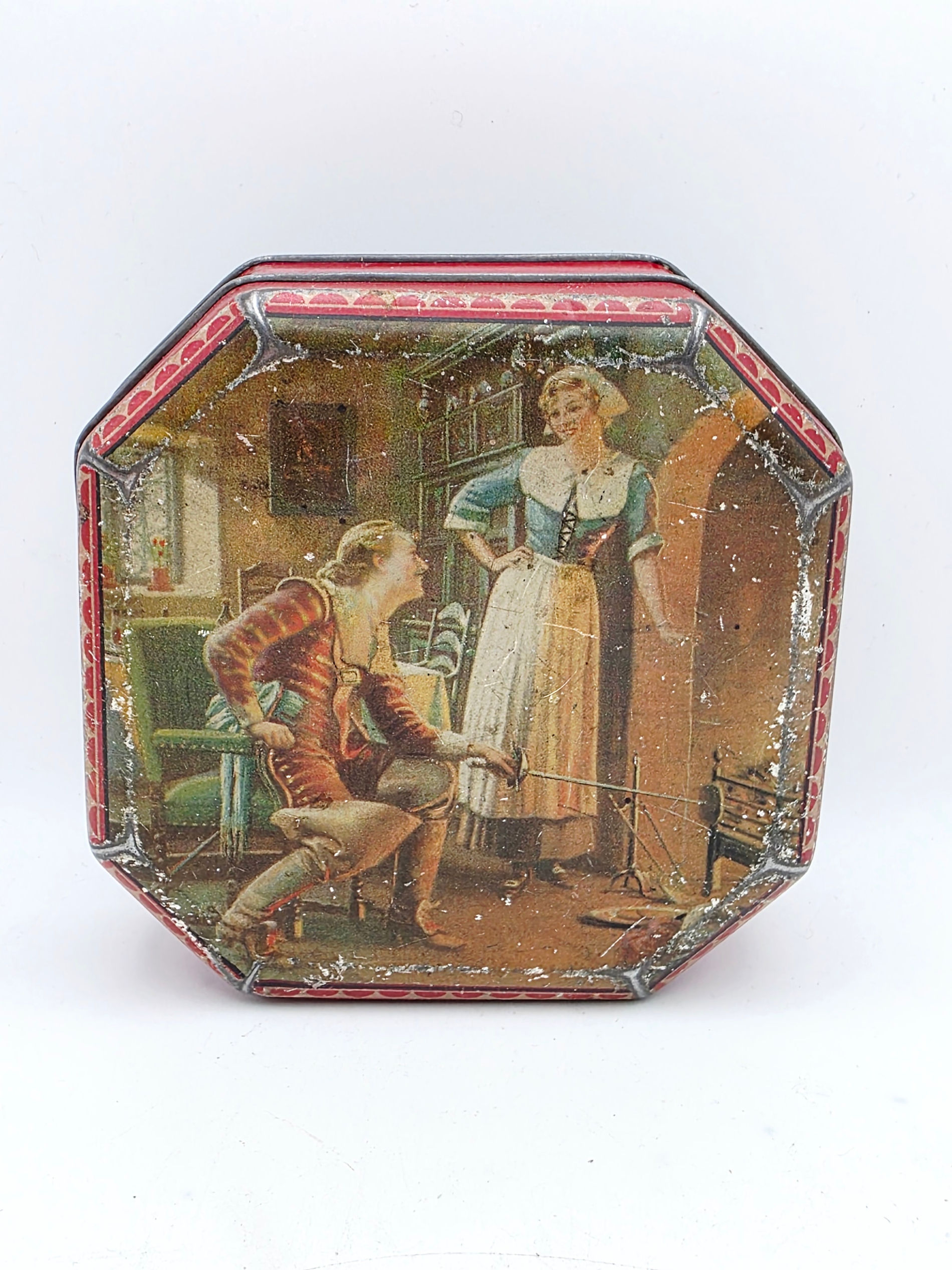Vintage Sharps Toffee Tin Edwardian Tavern Scene Maidstone 11cm