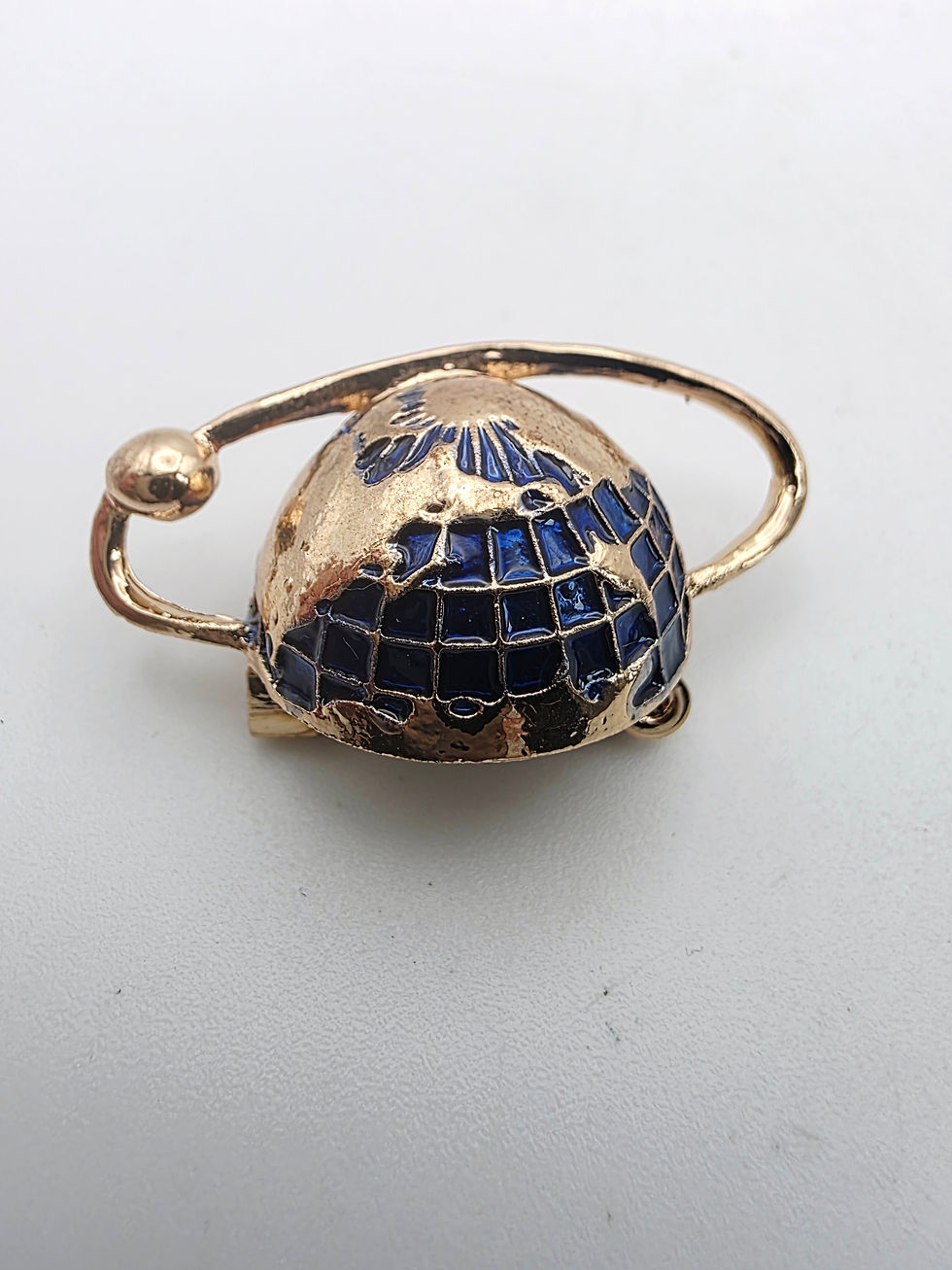 Thumbnail: Vintage Gold Tone Globe Brooch Enamel World Map Planet Earth Lapel Badge Gift