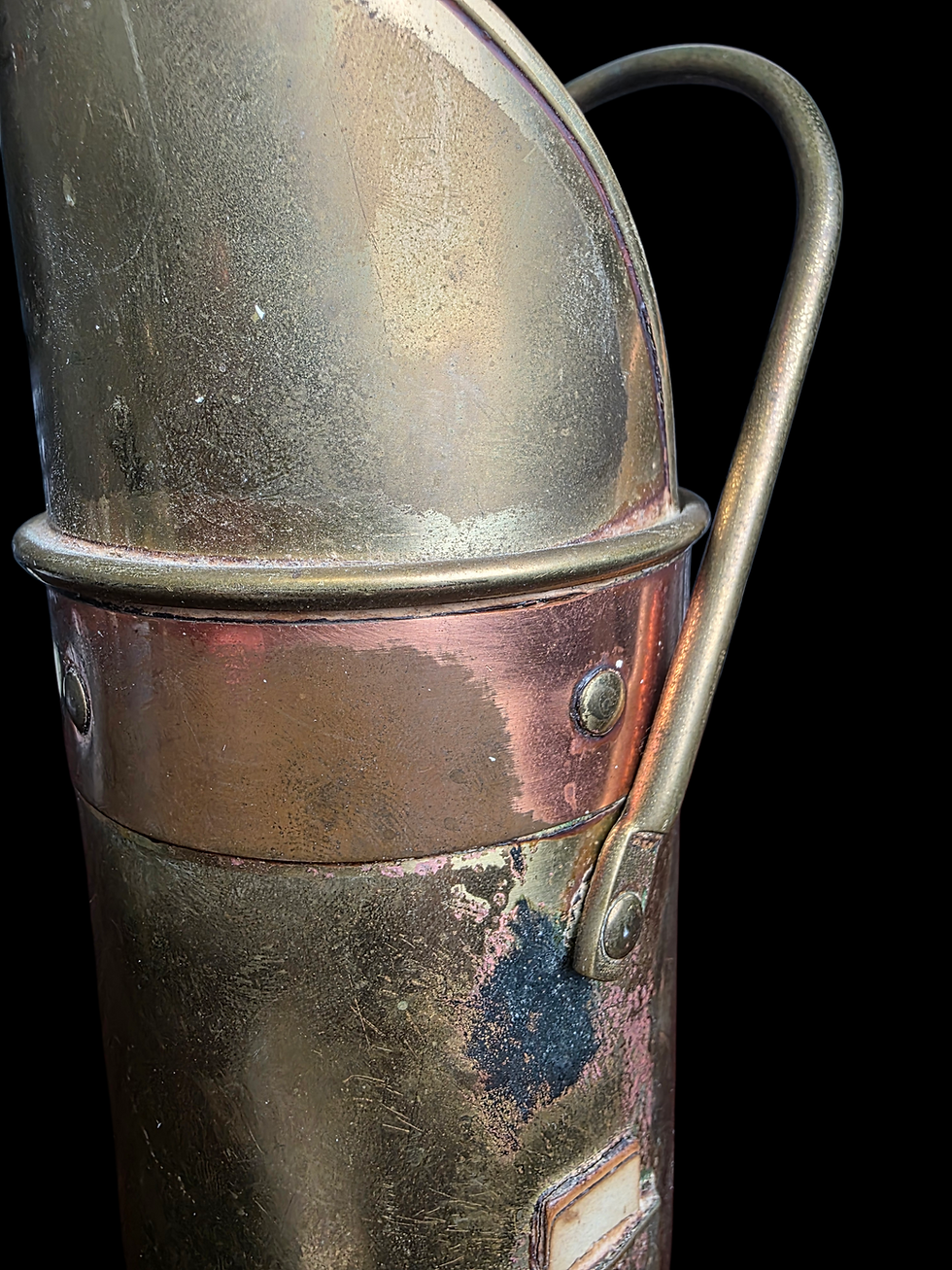 Thumbnail: Vintage Brass And Copper Hearth Match Holder With Striker Panel c.1920–40