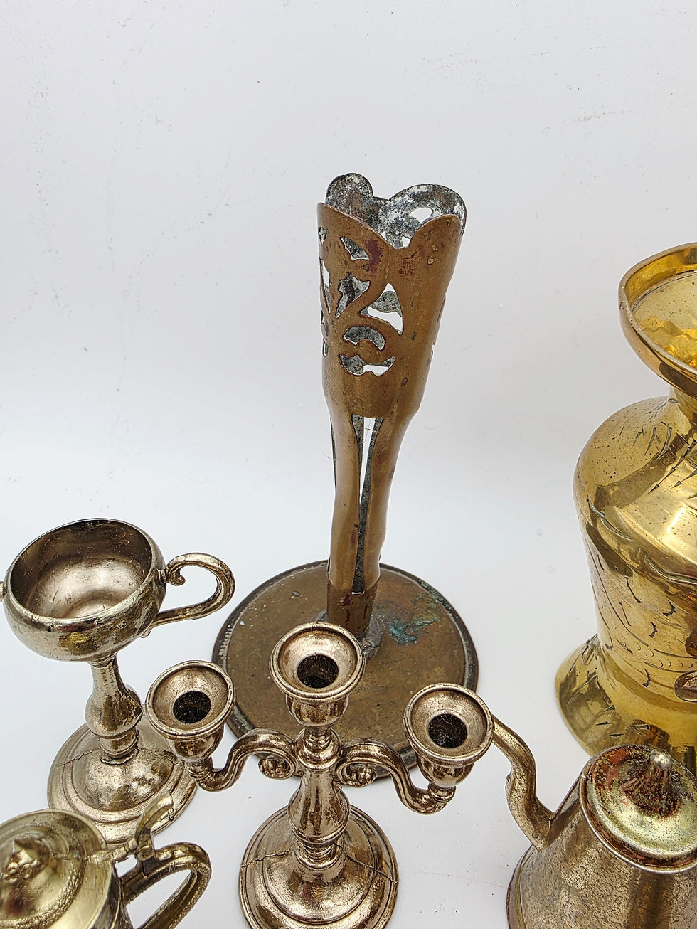 Thumbnail: Vintage Brass Miniature Bundle 975g Victorian Antique Indian Curio Job Lot