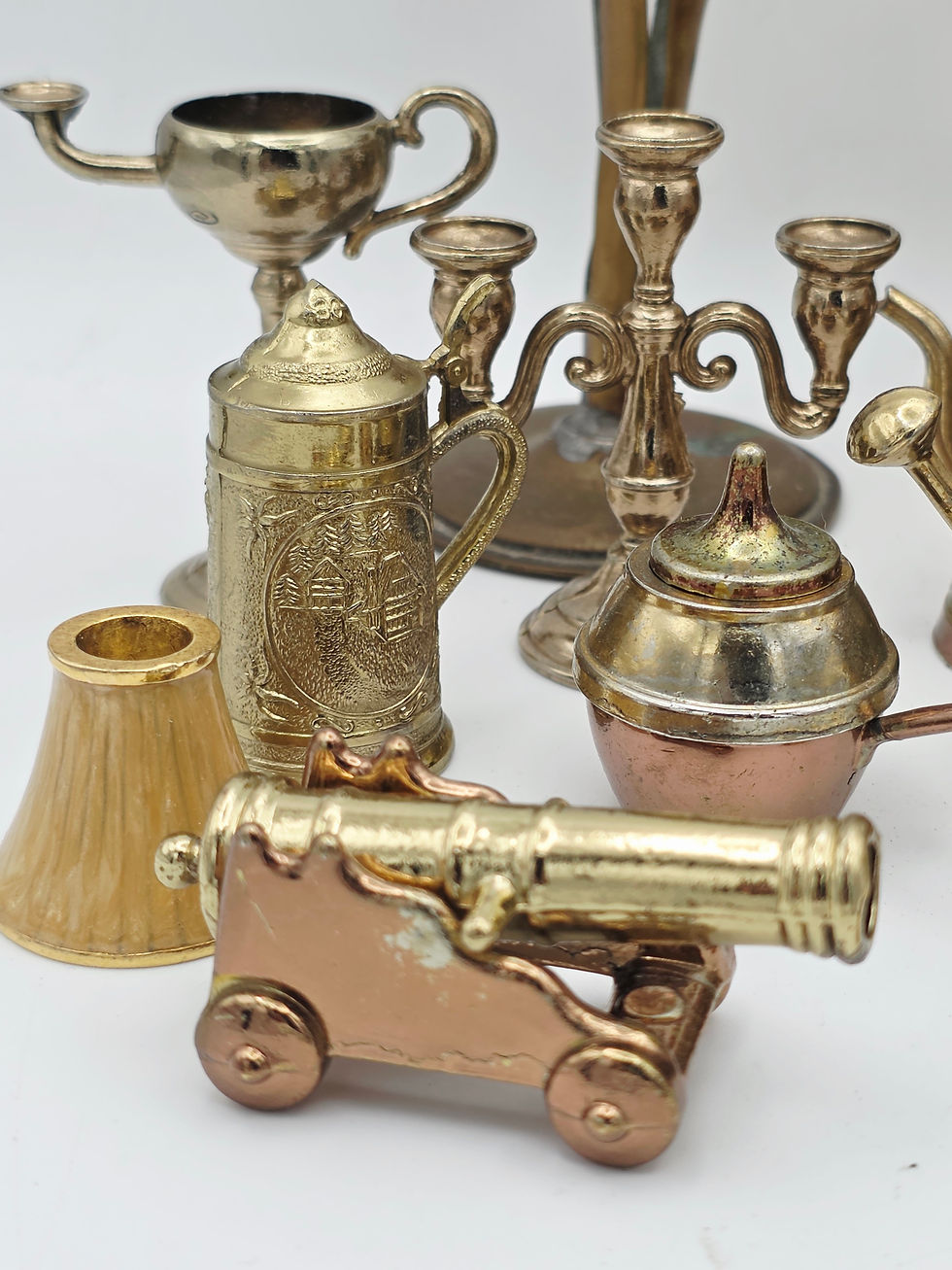 Thumbnail: Vintage Brass Miniature Bundle 975g Victorian Antique Indian Curio Job Lot