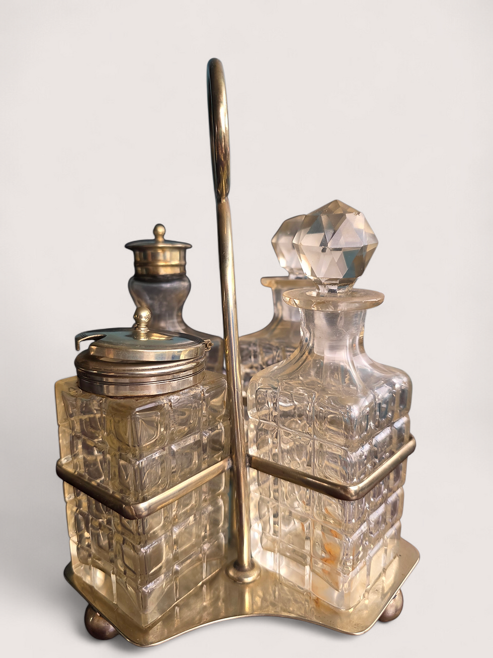 Thumbnail: Antique W J Myatt & Co EPNS Cruet Set Edwardian Birmingham Silver Plate Stand
