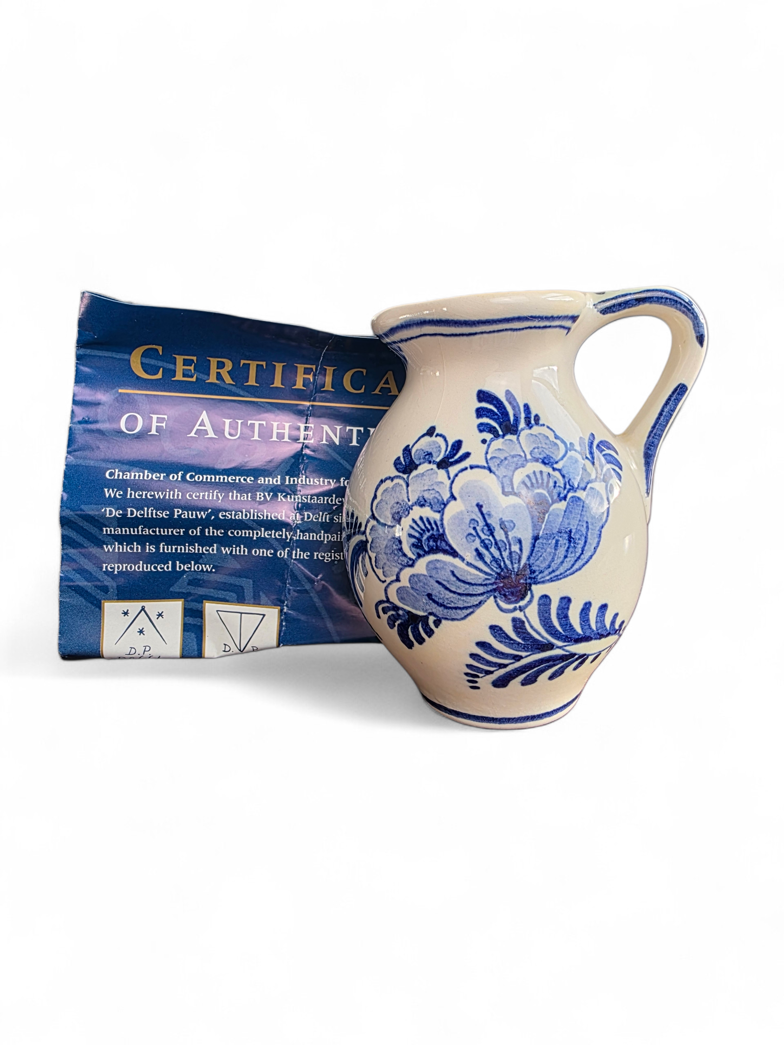 Handpainted Delft Blue Miniature Jug De Delftse Pauw Certificate 8cm