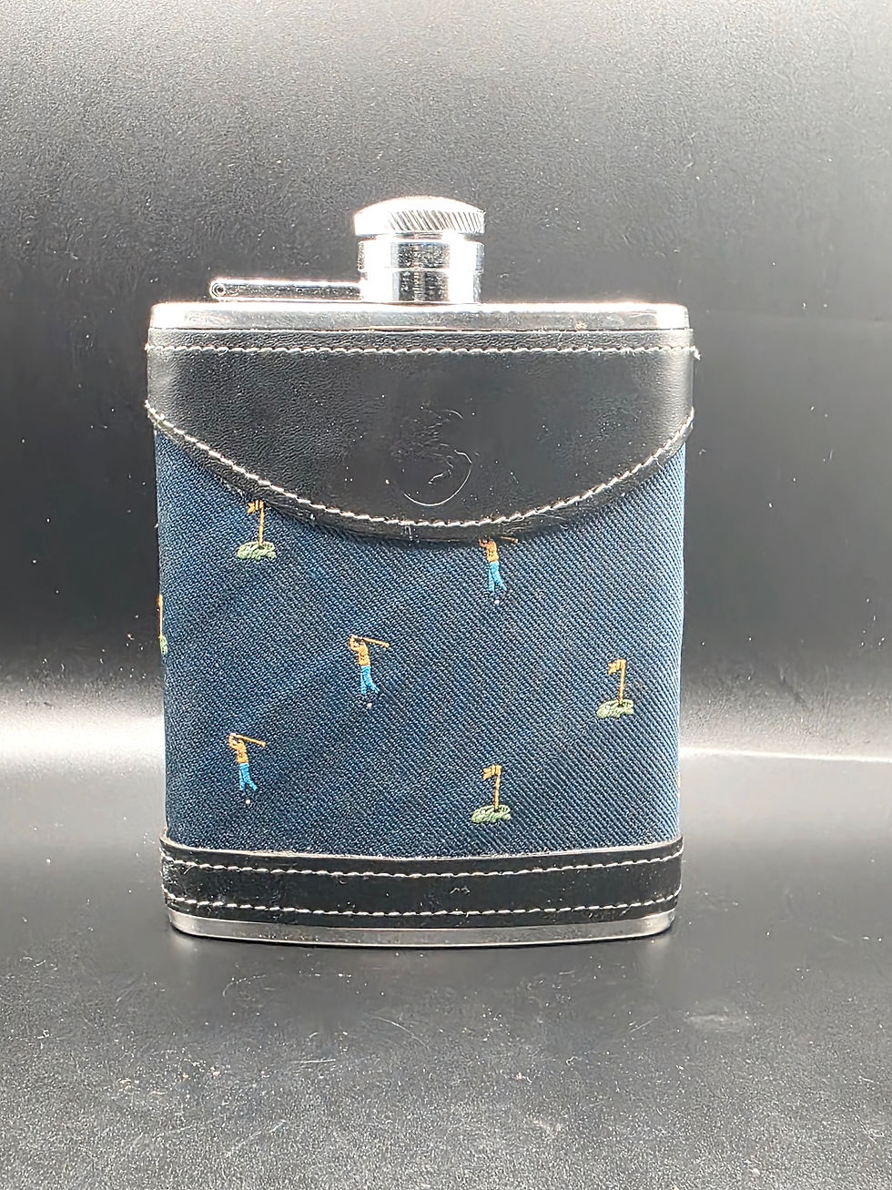 Vintage Golf Hip Flask 6oz Stainless Steel – Made in England Leather Cover