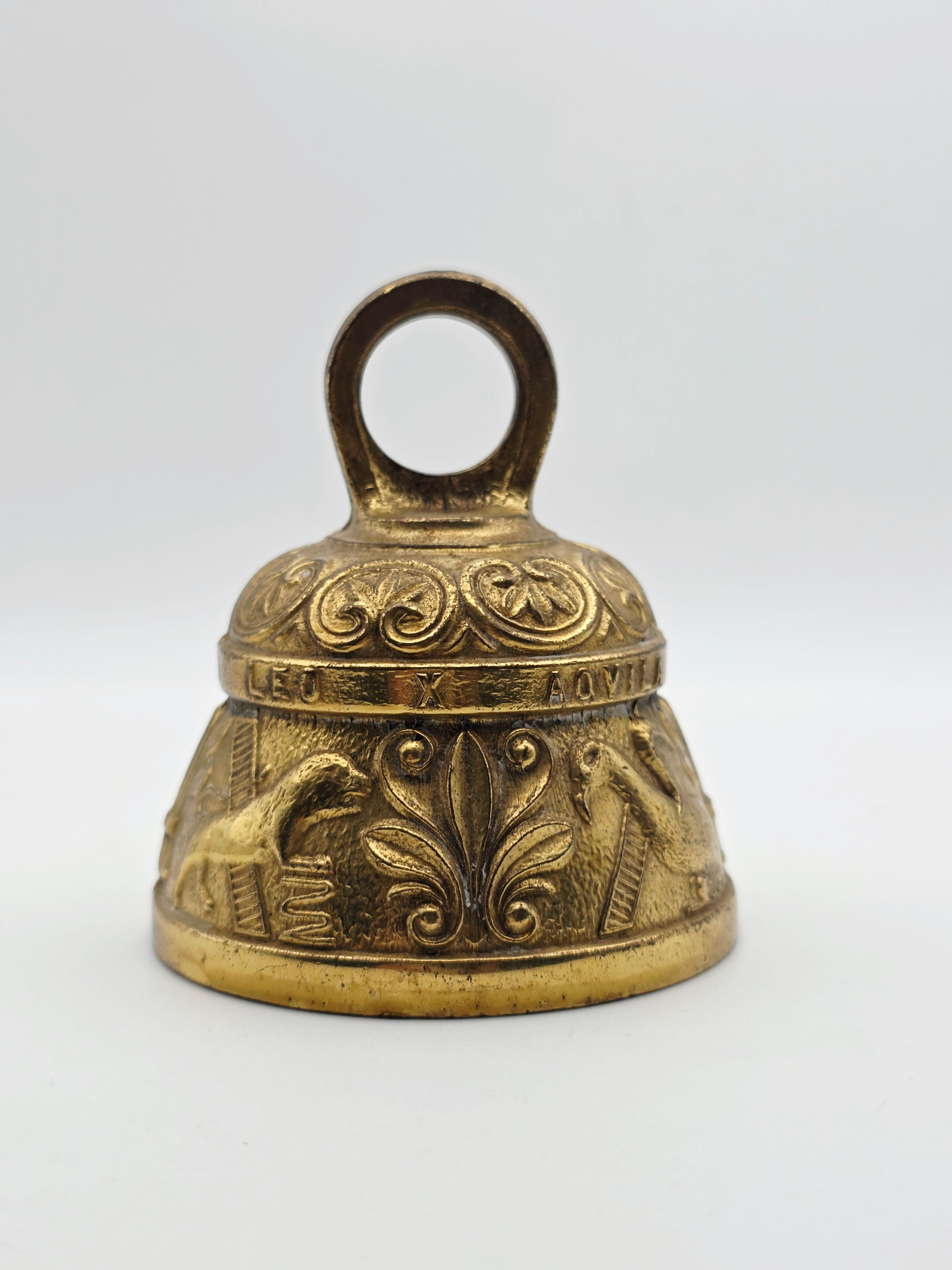 C1930 Vintage Brass Sanctuary Bell Agnus Pelicanus Leo Aquila 345g