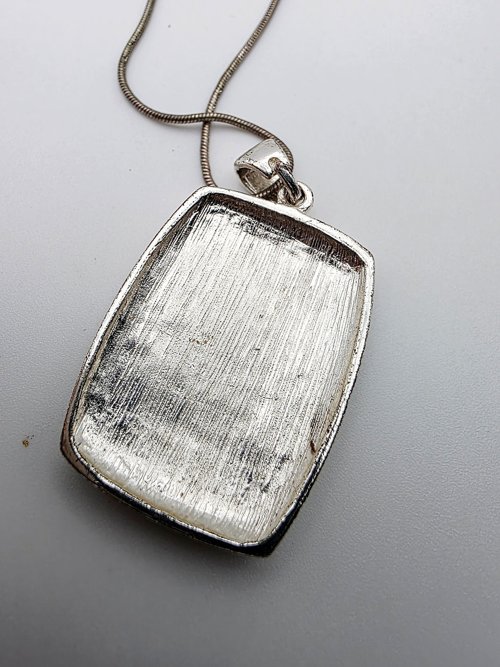 Thumbnail: Vintage Abalone Shell Enamel Pendant Necklace Abstract Silver Tone Statement