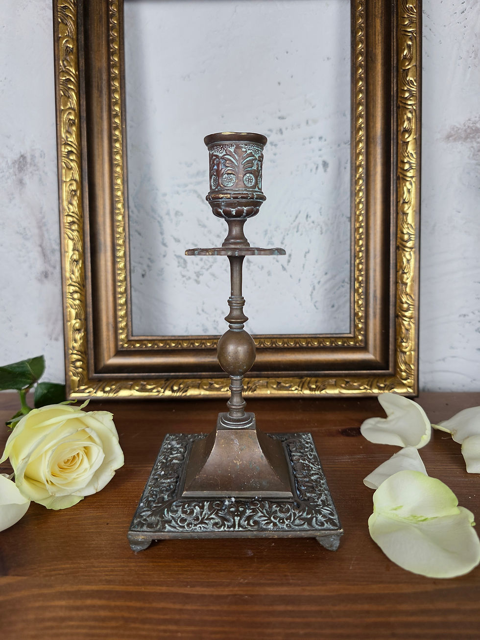 Antique Bronze Candlestick Art Nouveau Decorative Candle Holder c1890