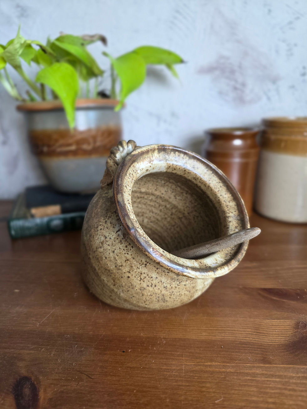 Wentworth Pottery Stoneware Honey Pot Herb Jar Yorkshire