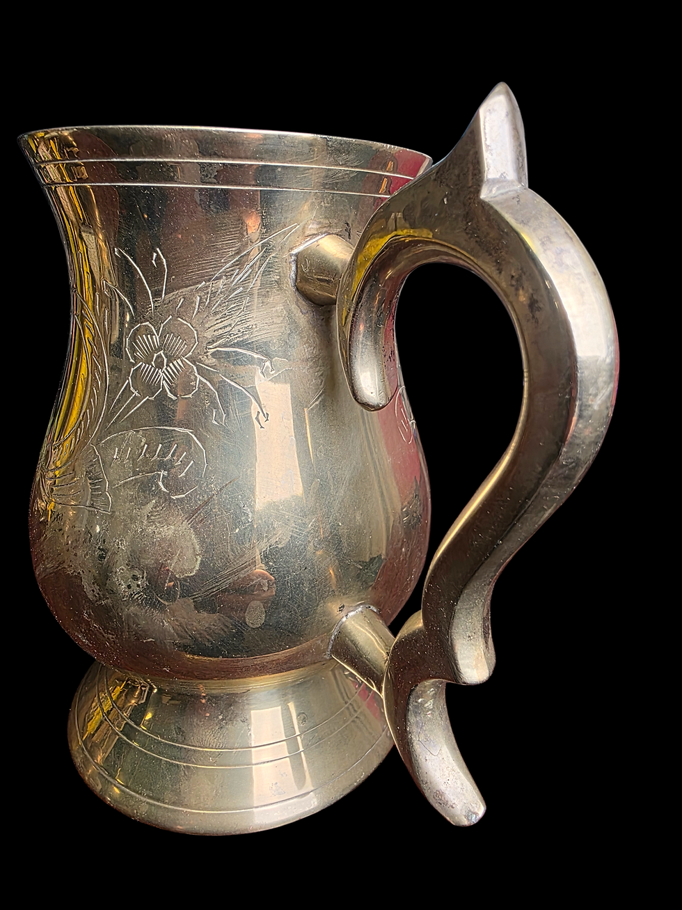 Thumbnail: Vintage Indian Engraved Brass Jug | Floral Etched Decorative Ewer