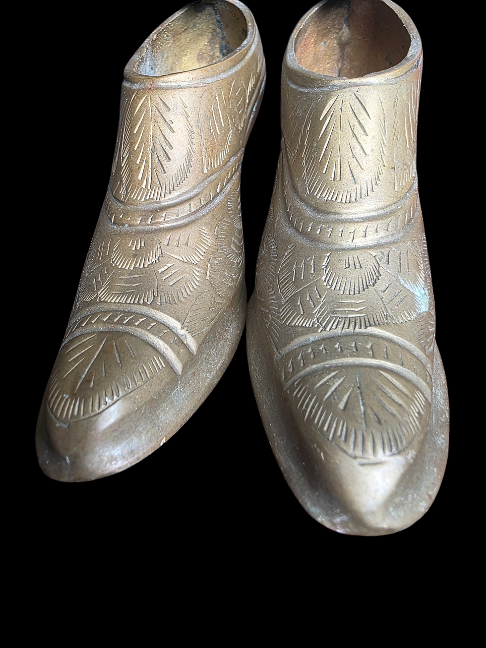Thumbnail: Vintage Brass Shoe Ashtray & Cigarette Holder Pair – Indian Decorative Brass