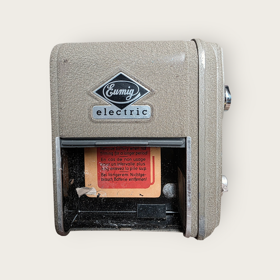 Thumbnail: Eumig Electric 8mm Cine Camera c1950s – With Leather Case & Film Canister