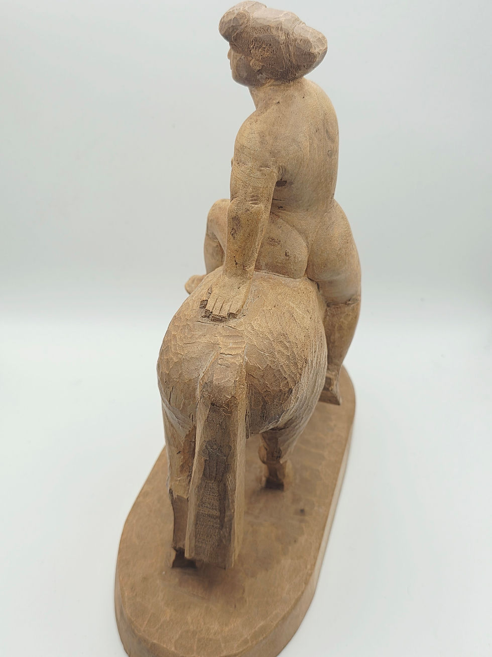 Thumbnail: Vintage Wooden Lady Godiva Figurine Nude Female On Horse Hand Carved Sculpture
