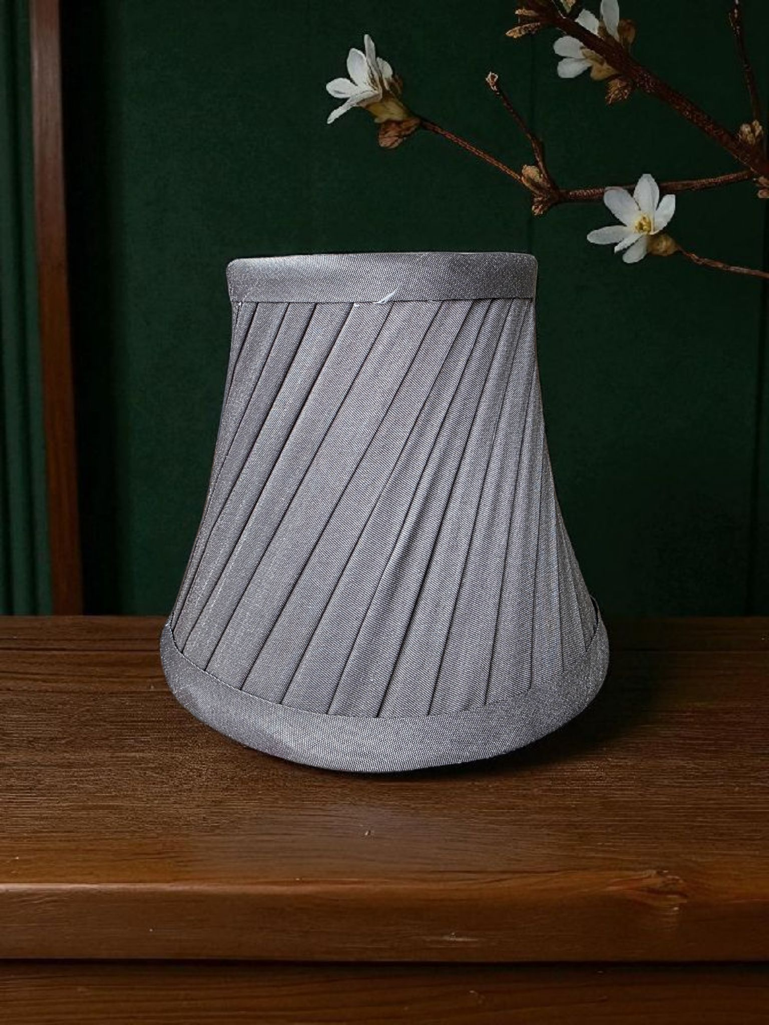 Small Silver Pleated Fabric Lampshade – Table Lamp or Wall Light