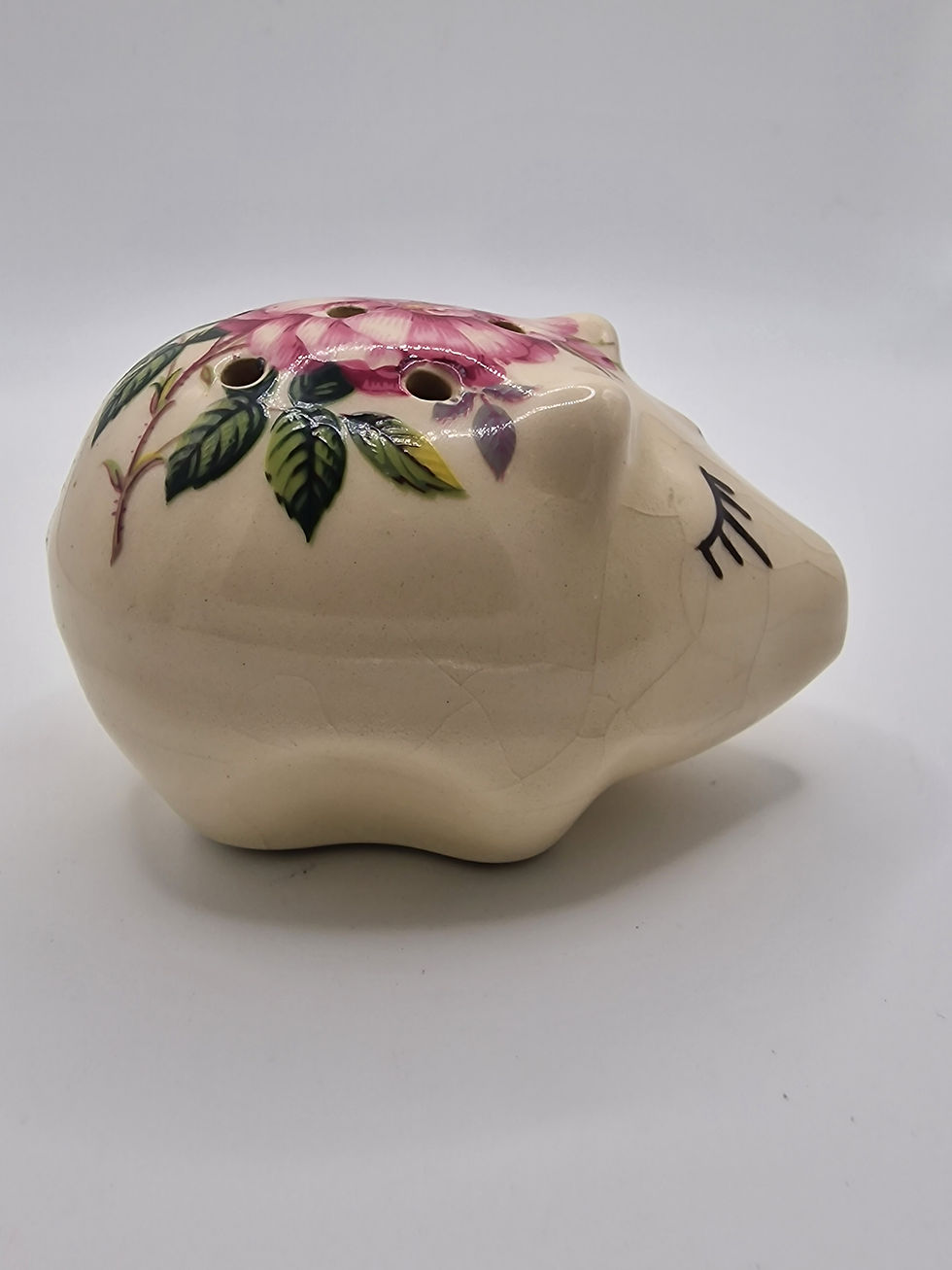 Thumbnail: Retro Ceramic Pig Potpourri Holder – Floral Top & Vent Holes