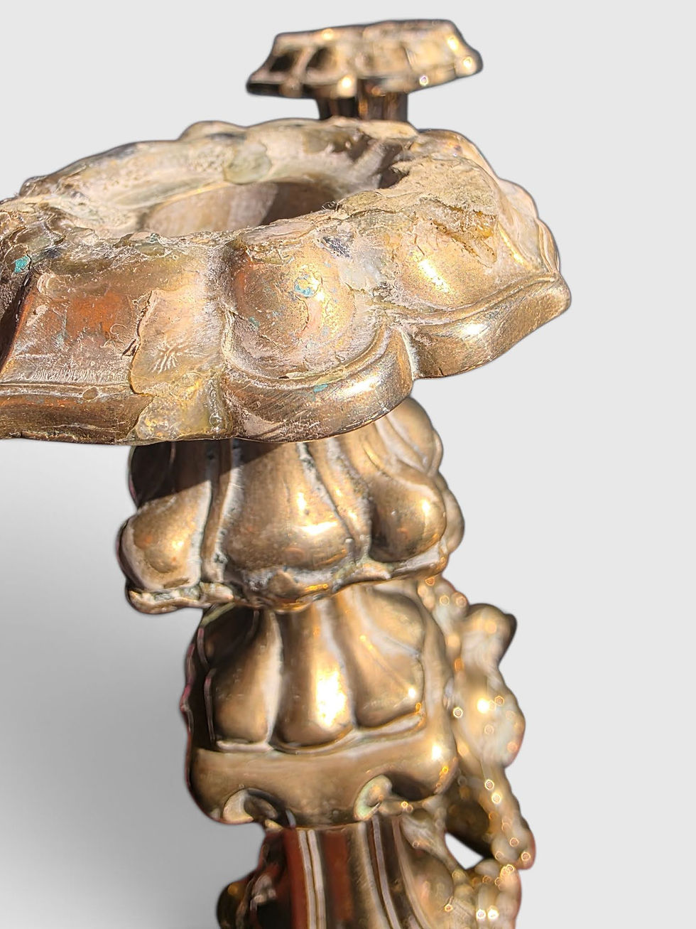 Thumbnail: Pair Antique 19thC Victorian Rococo Revival Brass Candlesticks 4kg Weighted