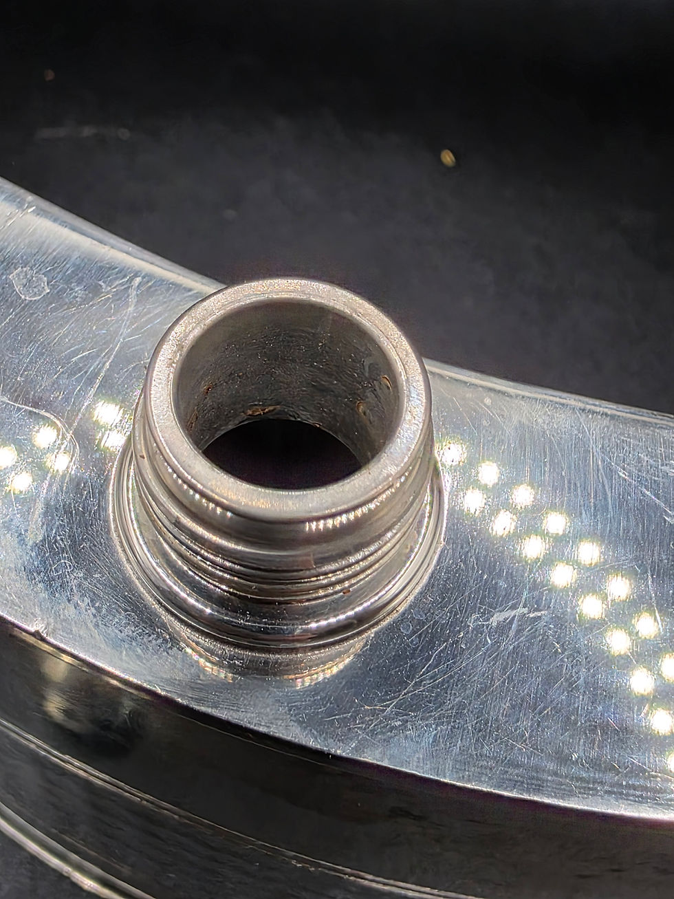 Thumbnail: Vintage Selwyn Pewter Hip Flask – Hammered Band Design Mid Century c.1960s