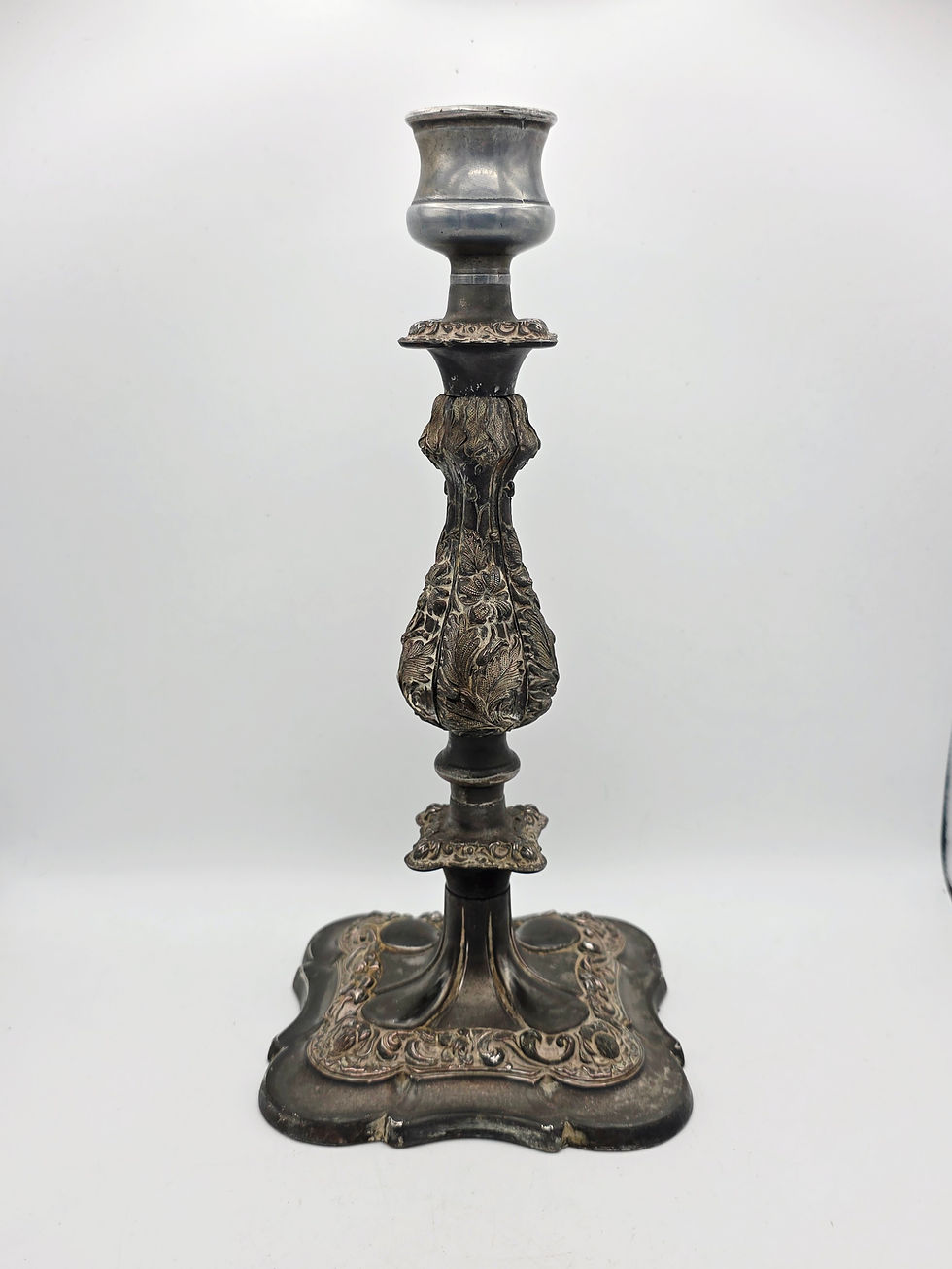 Thumbnail: Vintage Silver Plated Candlestick Ornate Gothic Dark Academia Heavy 1.6kg