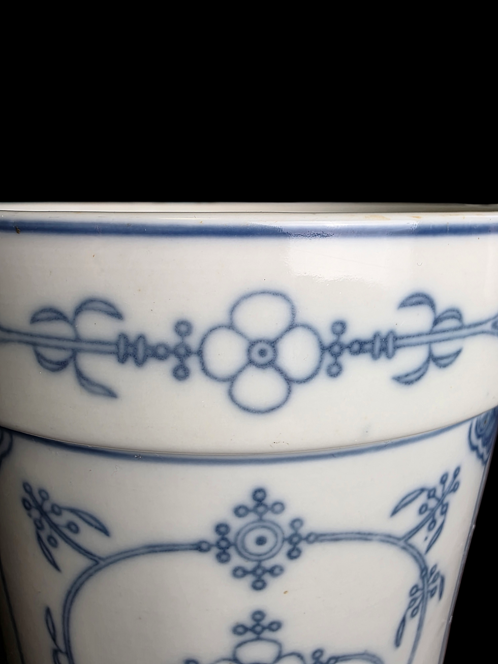 Thumbnail: Vintage Blue & White Ceramic Planter Pot Cachepot Scandinavian Style