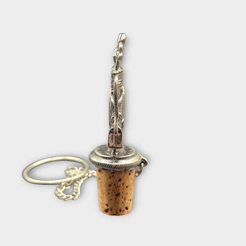 Thumbnail: Vintage Pewter Golf Bag Bottle Stopper with Chain – Golf Barware Gift