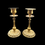 Thumbnail: Antique Art Nouveau Brass Candlesticks Pair c.1890 – Leaf Pattern, 13cm Tall