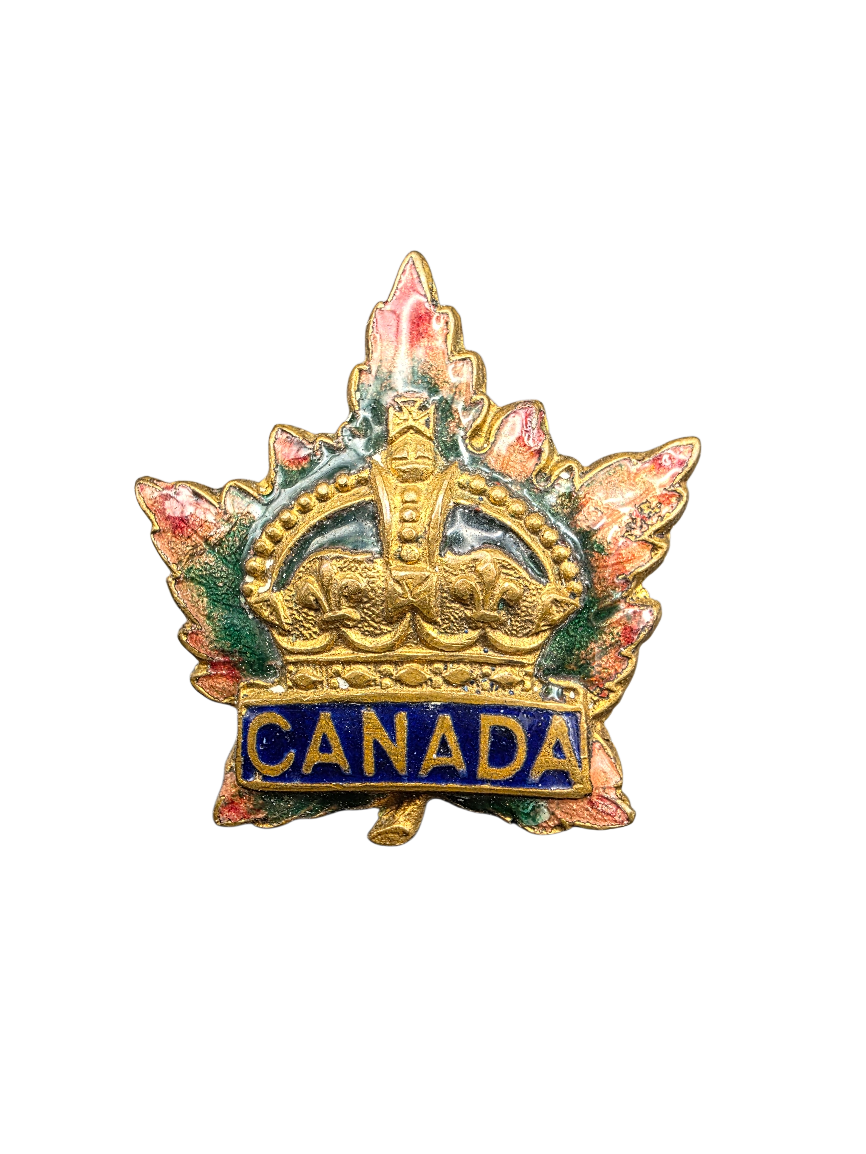 WWI Canada Sweetheart Brooch Enamel Maple Leaf Badge c1914–1918