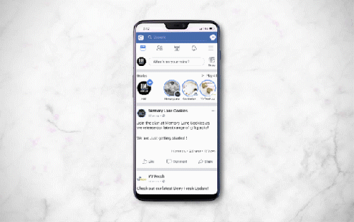 Facebook social media management example scrolling on a phone by Melbourne digital marketing agency Haines Media