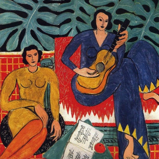 guitar and sheet music in Matisse painting 