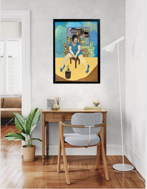 whimsical painting of Artist Musing by Janet Strayer Art