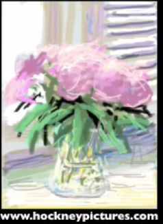 Hockney's iphone digital painting of flower vas