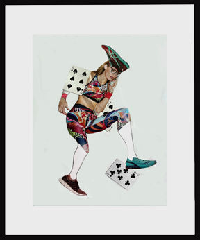 Thumbnail: limited edition artist collage print of woman amusingly taking it all on in style